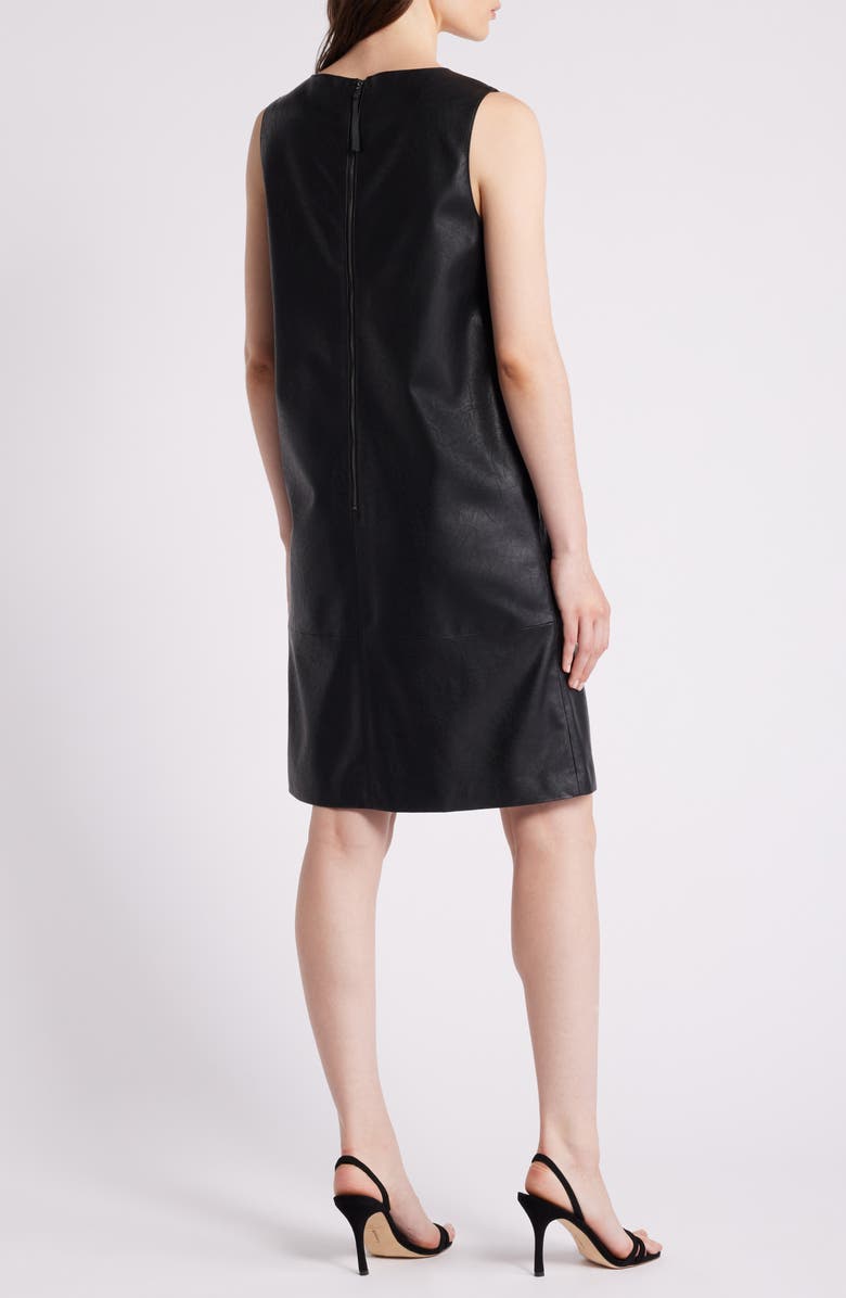 KOBI HALPERIN Washed Faux Leather V-neck Dress, Alternate, color, Black