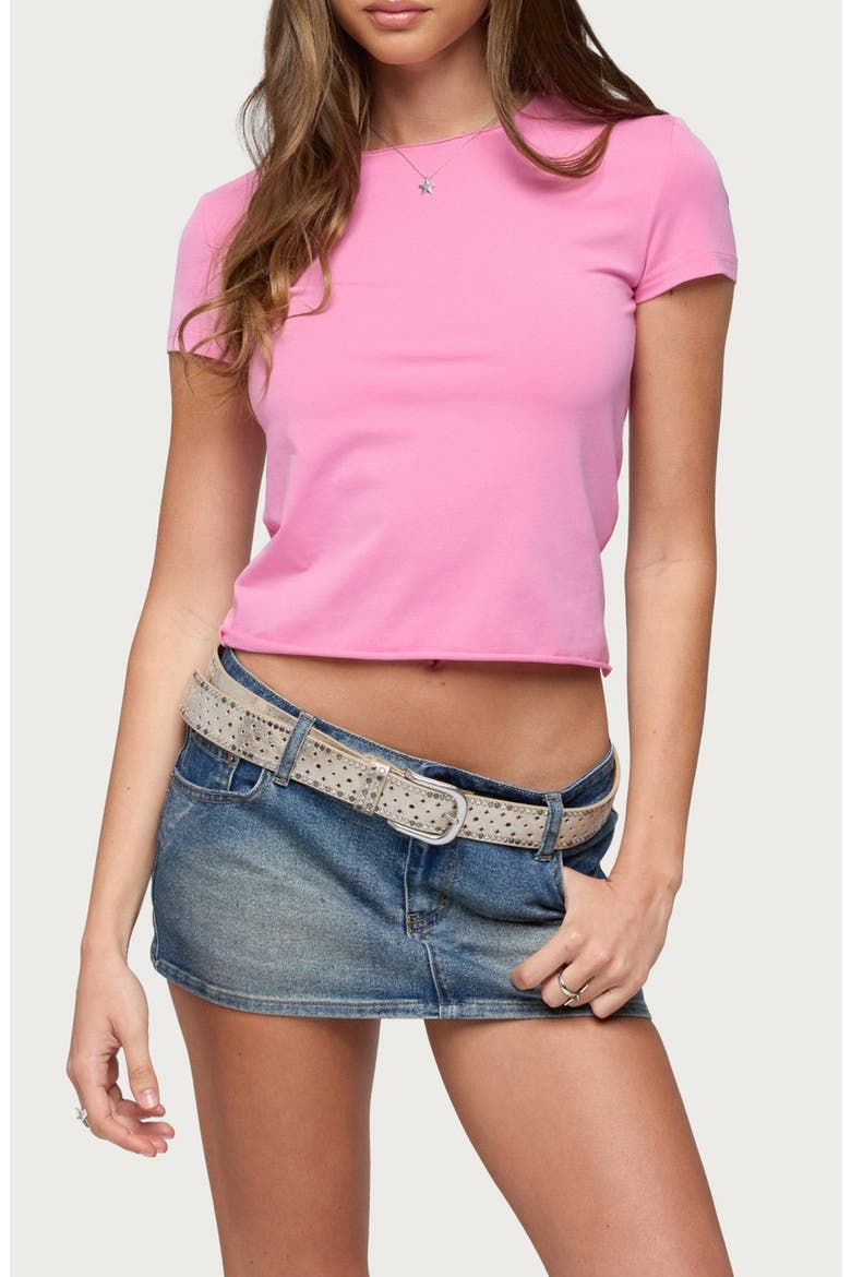 Izabelle Shredded Back T-Shirt, Main, color, PINK