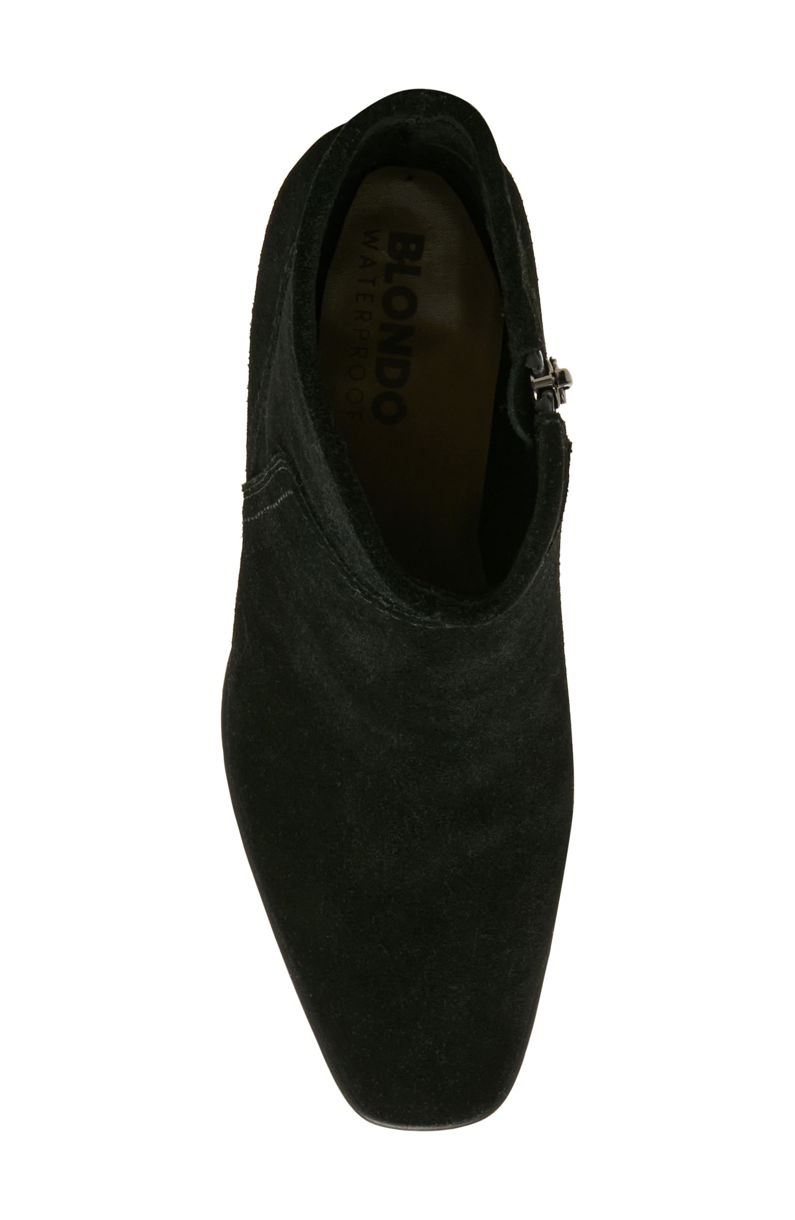 Marina Waterproof Stretch Suede Block Heel Bootie, Alternate, color, BLACK SUEDE