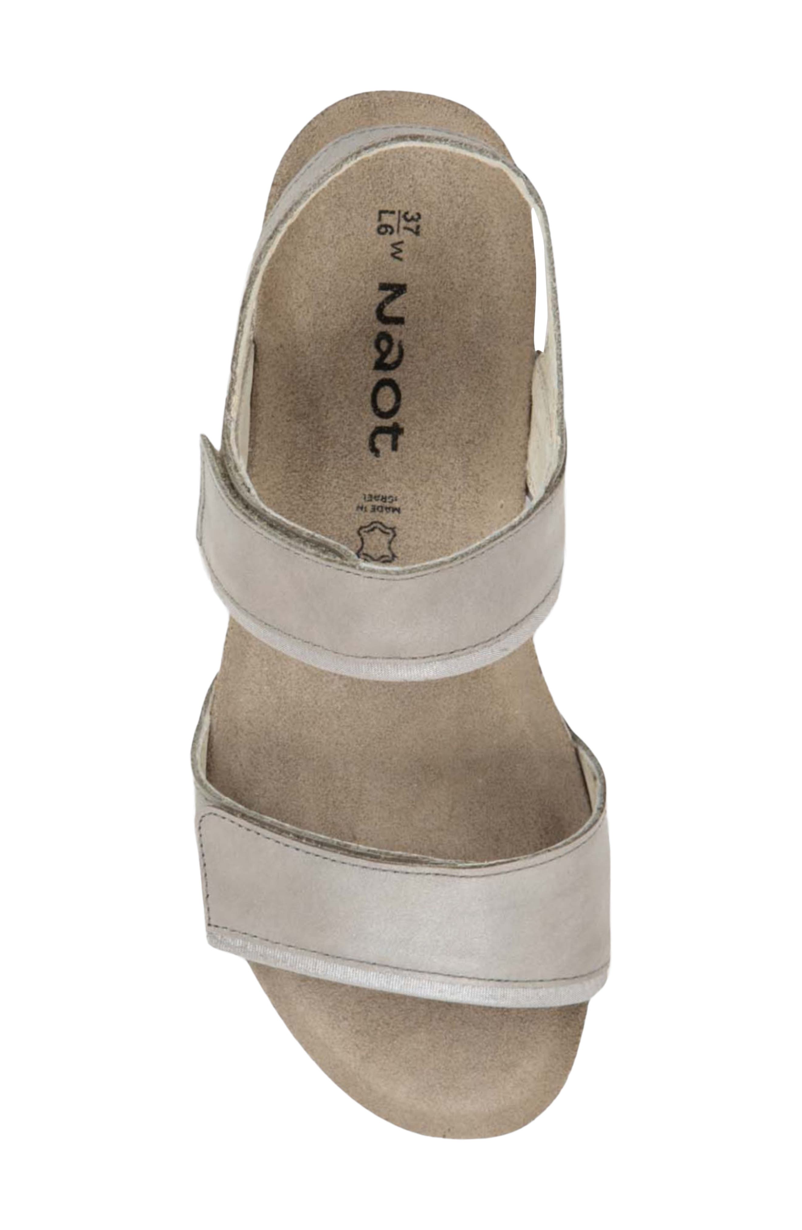 Naot Aisha Wedge Sandal, Alternate, color, Titanium Leather W/ Silver