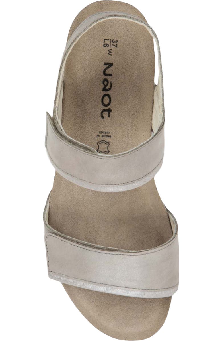 Naot Aisha Wedge Sandal, Alternate, color, Titanium Leather W/ Silver
