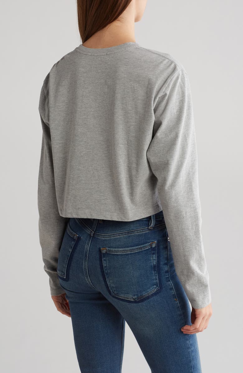 Good American Long Sleeve Boxy Crop T-Shirt, Alternate, color, 