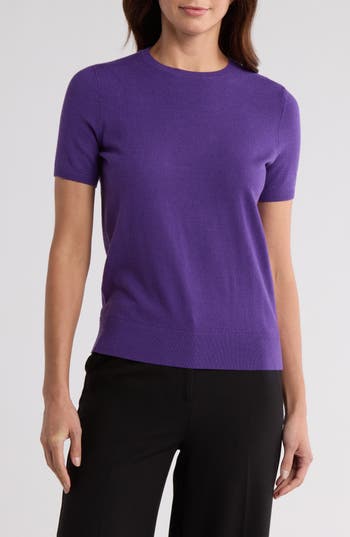 Nordstrom Slim Fit Short Sleeve Sweater In Purple Tilandia