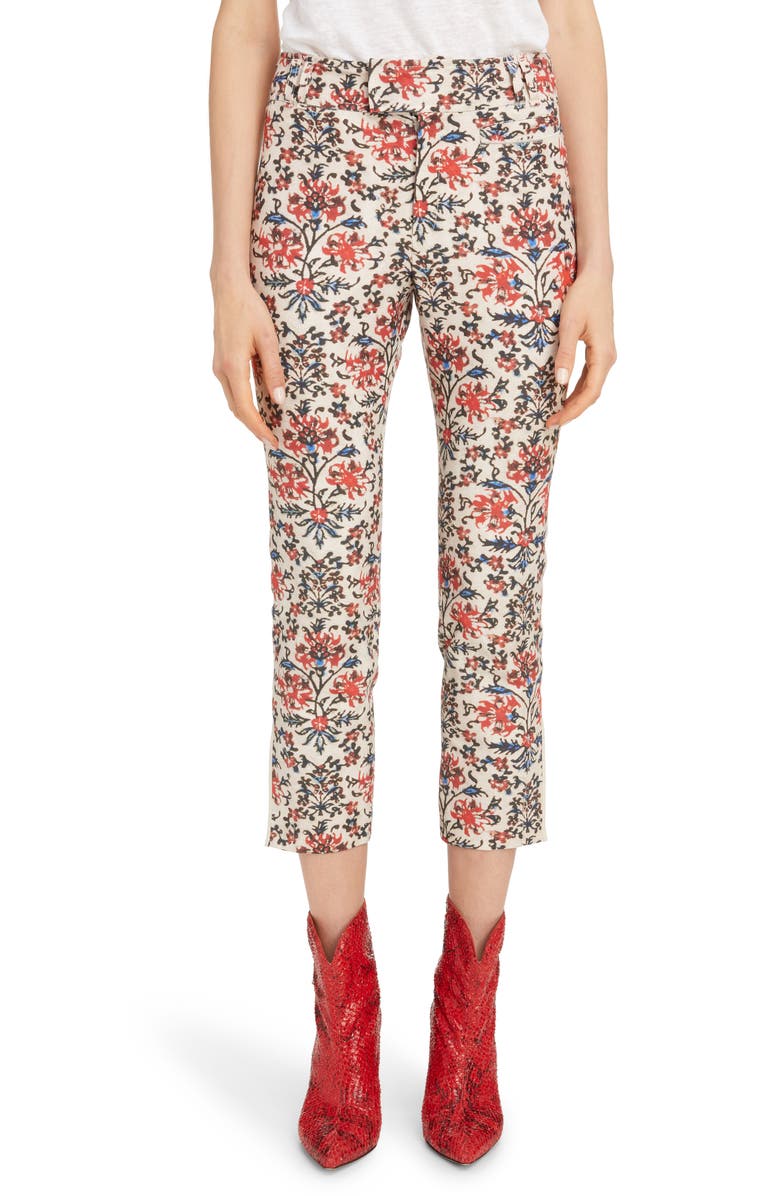 Isabel Marant Floral Print Slim Pants, Main, color, 