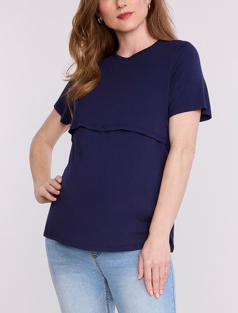 Crewneck Short Sleeve Nursing Tee