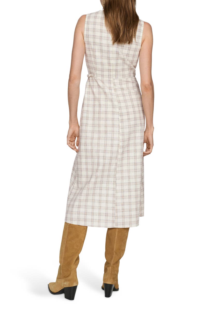 MANGO Check Tie Front Midi Dress, Alternate, color,