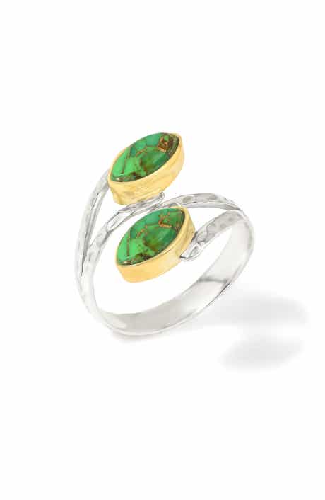 YS GEMS Stabilized Turquoise Cabochon Wrap Ring
