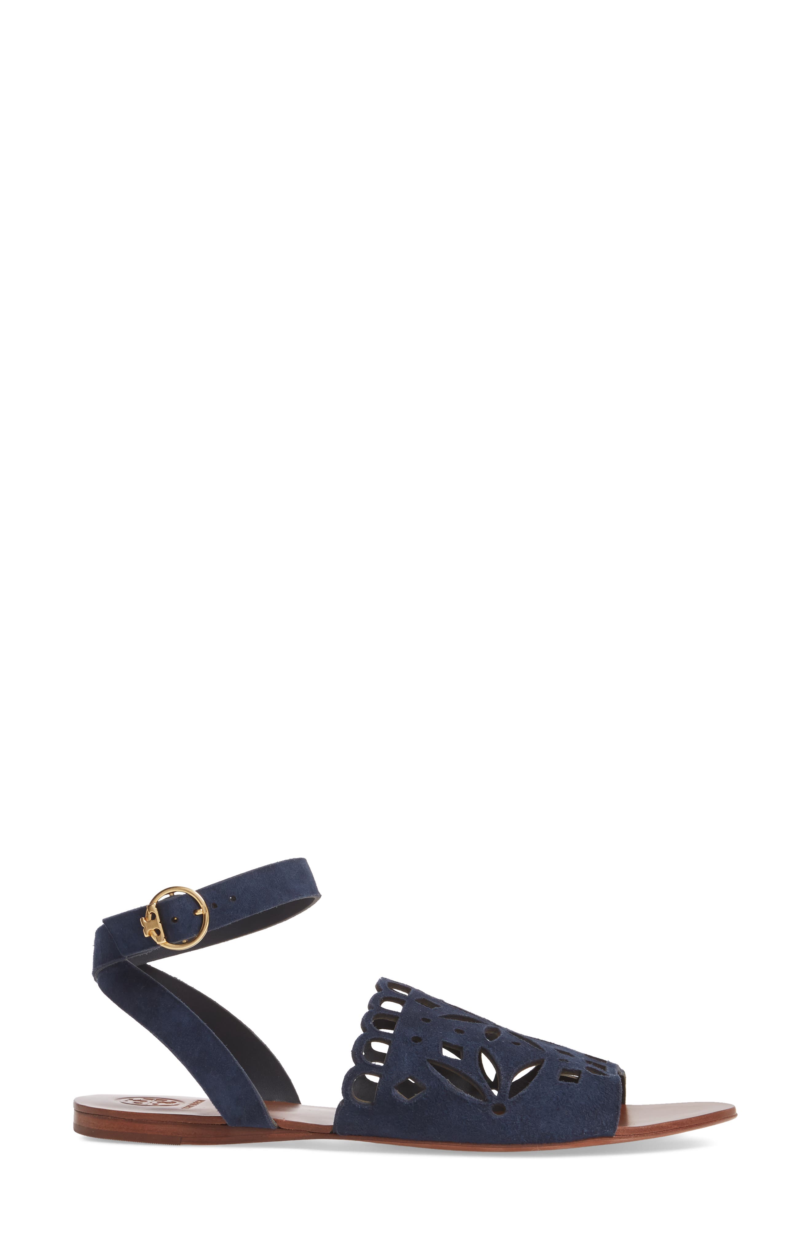 Tory Burch May Perforated Ankle Strap Sandal, Alternate, color, 