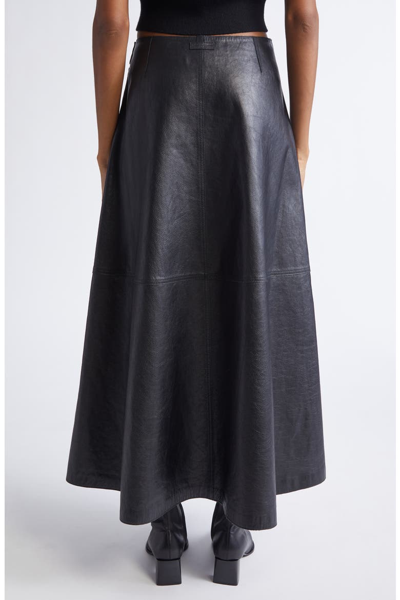 Chain Zip Leather Skirt, Alternate, color, BLACK