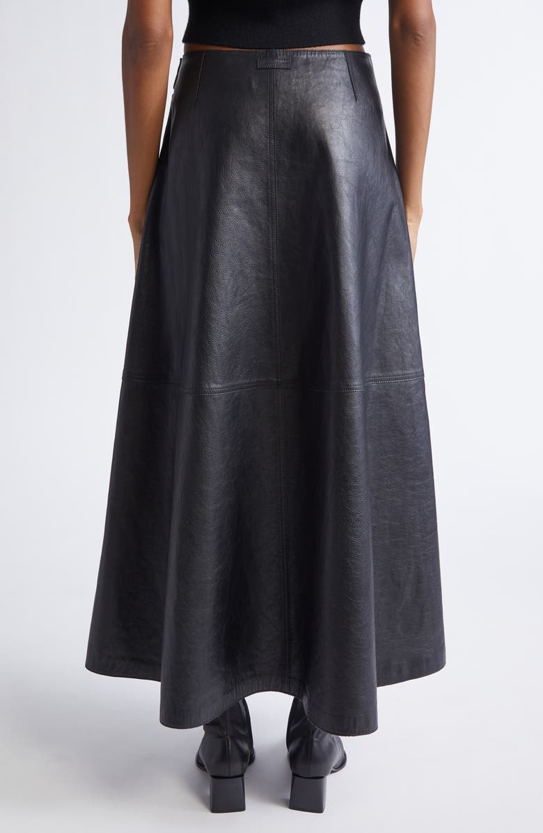 Alexander Wang Chain Zip Leather Skirt, Alternate, color, Black
