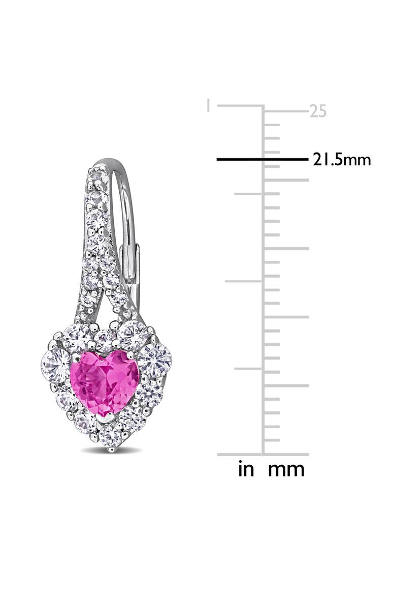 Lab Created Pink Sapphire & Lab Created White Sapphire Drop Earrings, Alternate, color, PINK