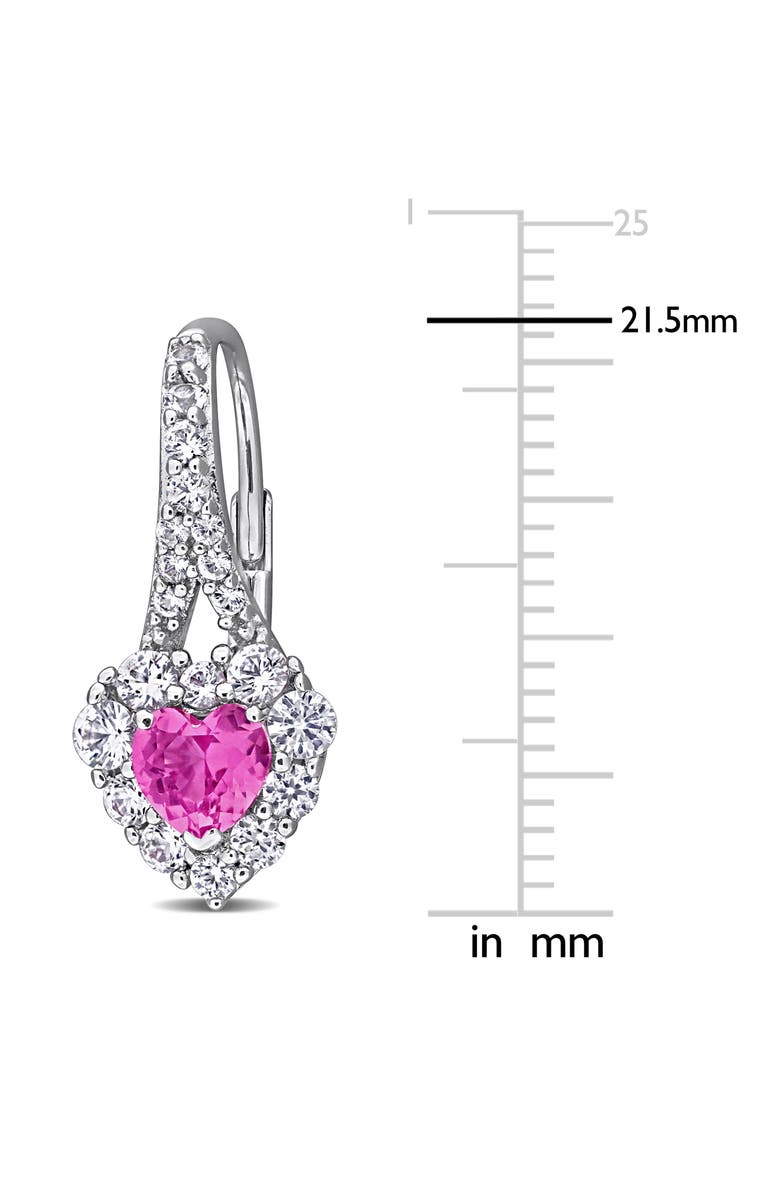 DELMAR Lab Created Pink Sapphire & Lab Created White Sapphire Drop Earrings, Alternate, color, Pink