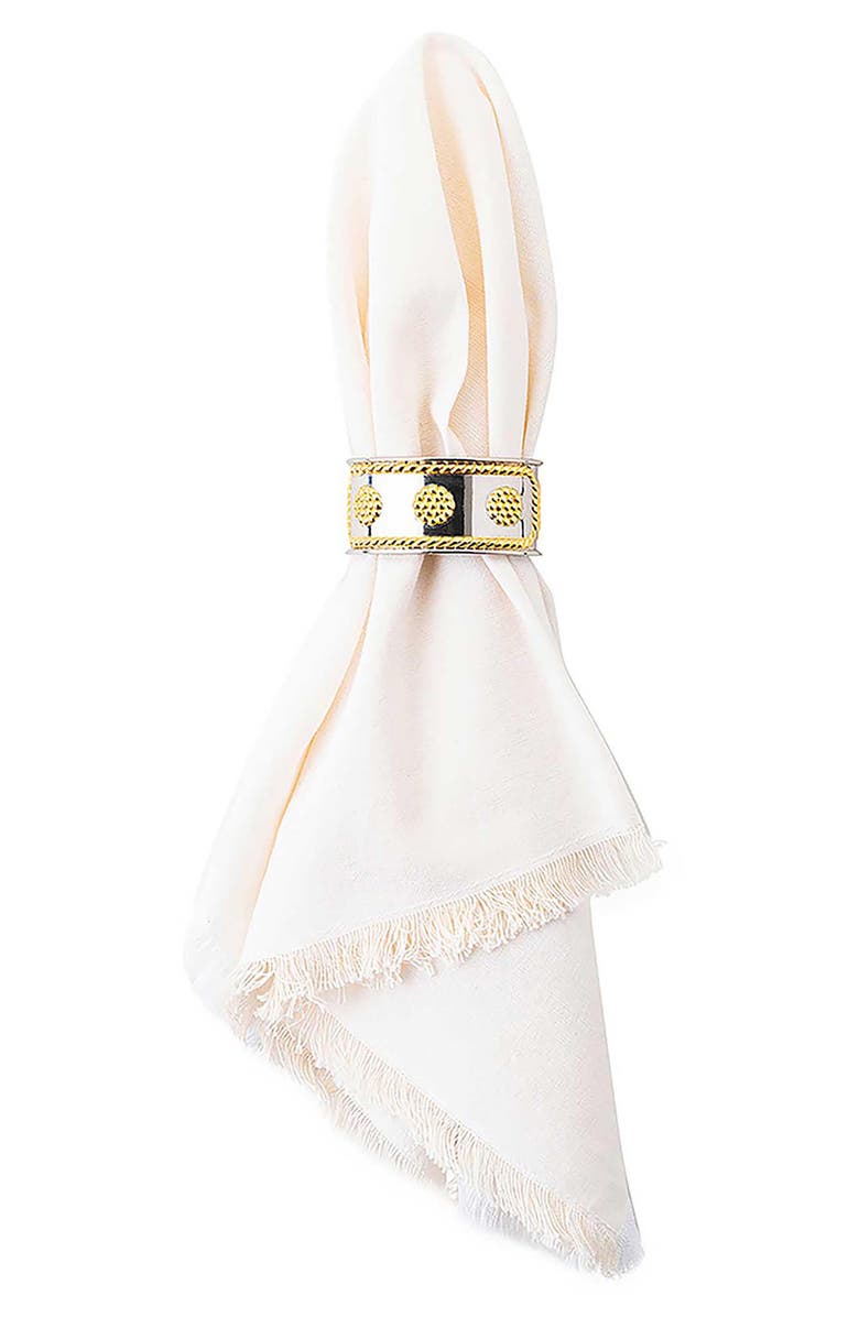 Juliska Berry & Thread Gold Accent Napkin Ring, Alternate, color, Bright Satin Silver/ Gold
