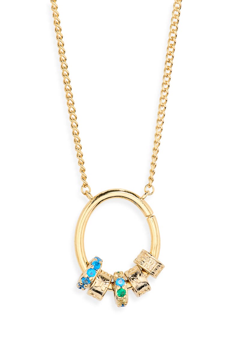 Leith Cubic Zirconia Rondelle Charm Circle Pendant Necklace, Alternate, color, Clear- Gold