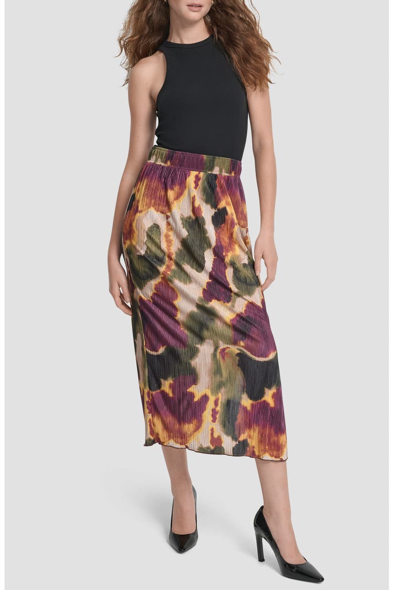 Print Plissé Midi Skirt, Alternate, color, INK DIFFUSION