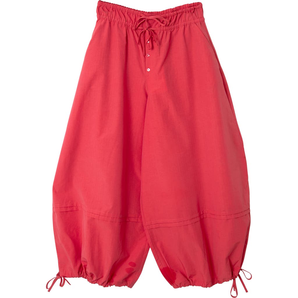 Damson Madder Frida Cotton Blend Crop Balloon Pants in Red at Nordstrom, Size 8