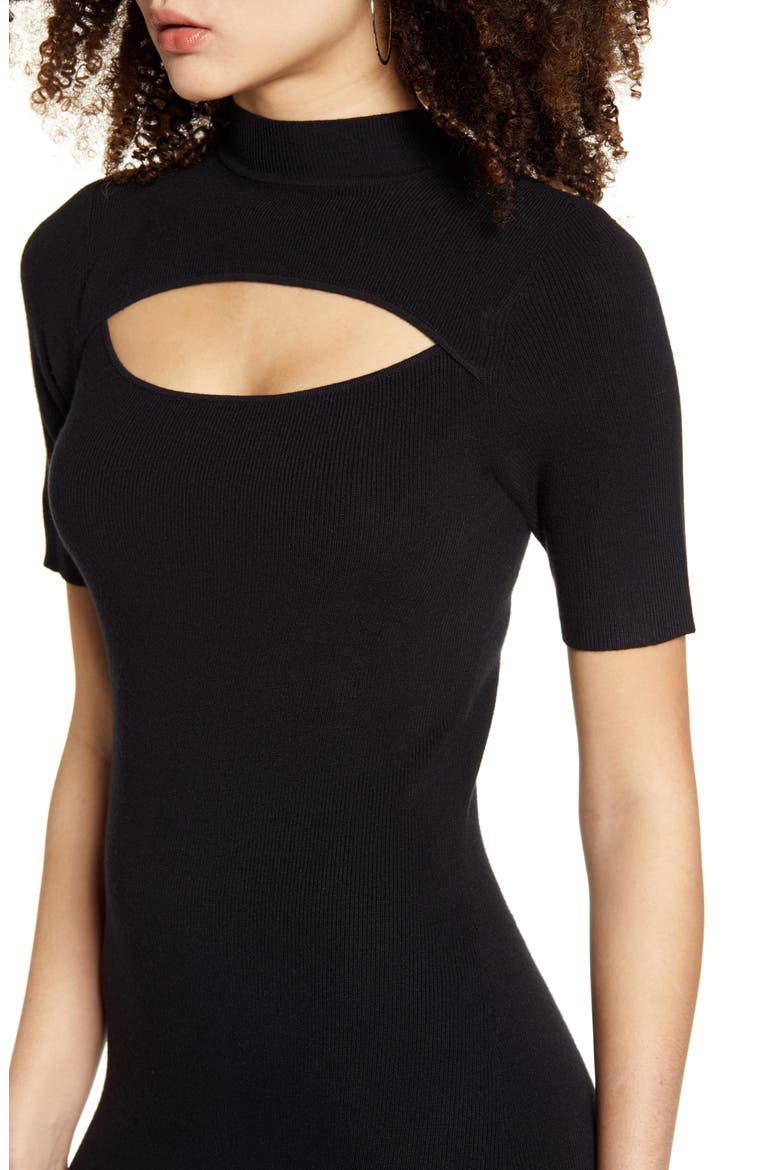 Cutout Front Mock Neck Sweater Dress, Alternate, color, BLACK