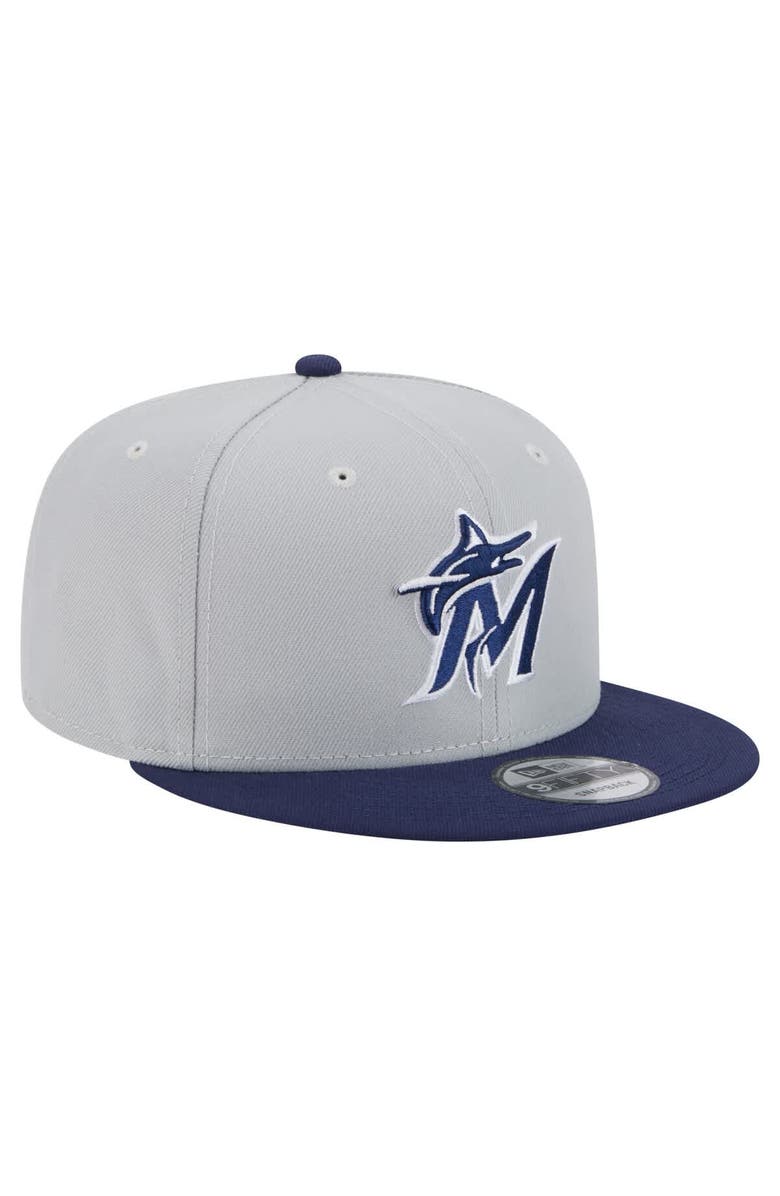 New Era Men's New Era Gray/Navy Miami Marlins 2-Tone Color Pack 9FIFTY Snapback Hat, Alternate, color, 