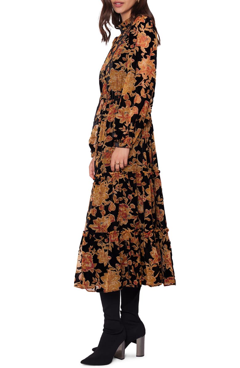Lost + Wander Cabin Hideaway Long Sleeve Velvet Maxi Dress, Alternate, color,