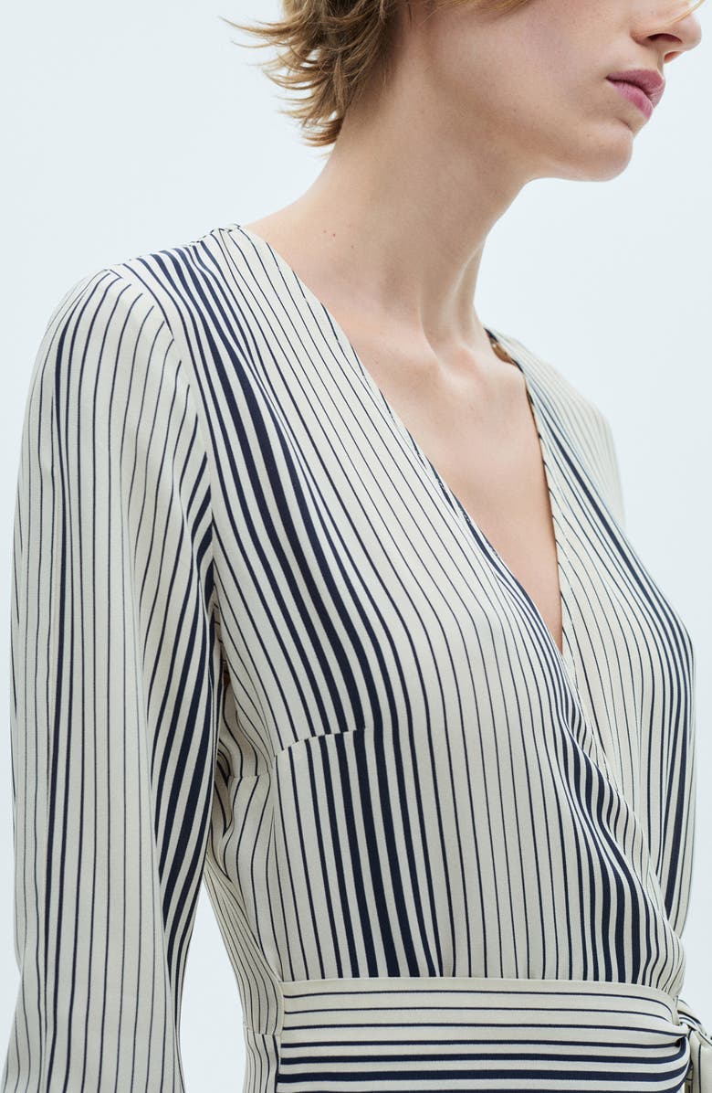 MANGO Stripe Print Tie Waist Long Sleeve Maxi Dress, Alternate, color, 