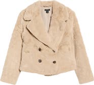 Halogen® Double Breasted Faux Fur Peacoat
