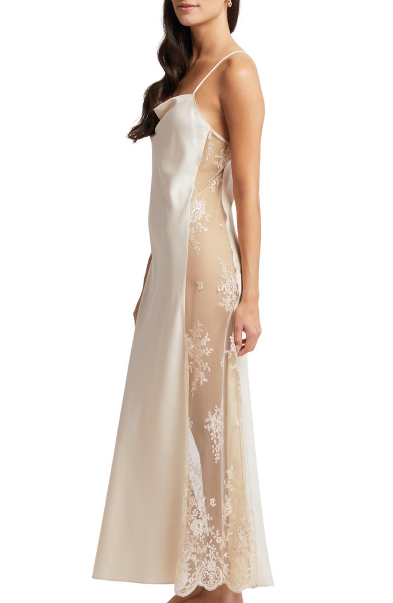 Rya Collection Darling Satin & Lace Nightgown, Alternate, color, Champagne