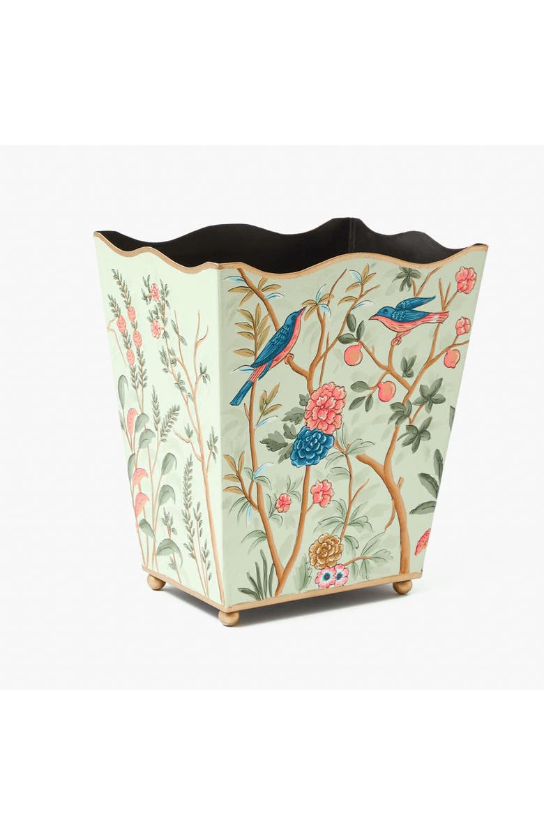 Mrs. Alice Chinoiserie Tole Waste Paper Bin, Alternate, color, Green