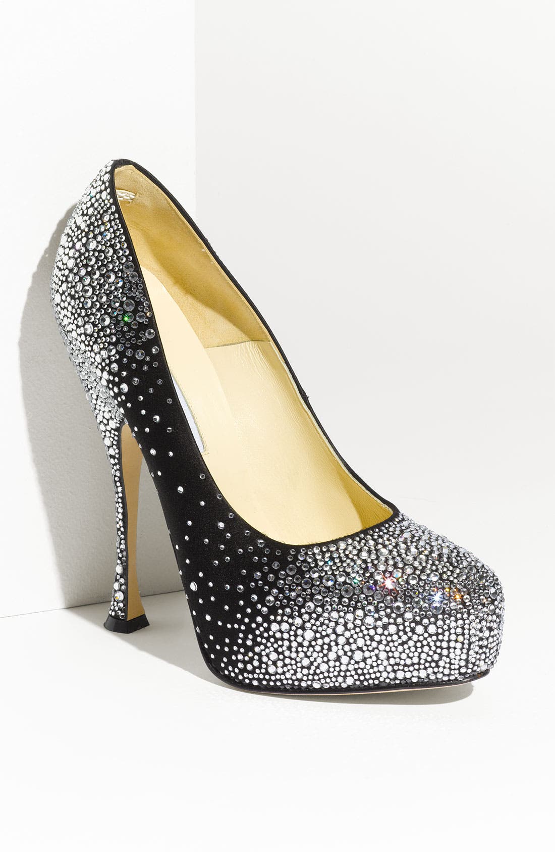 Swarovski Crystal Embellished Silk Pump, Main, color, BLACK