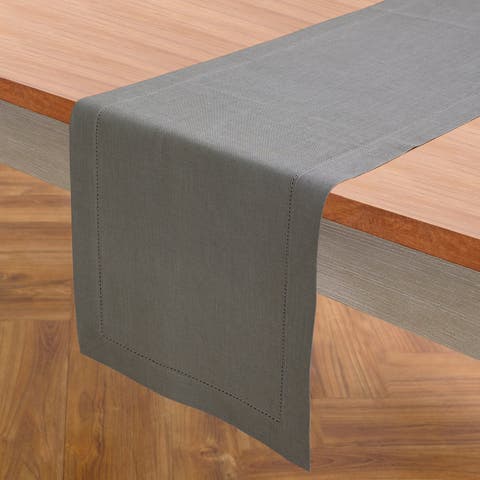 Linen Table Runner for Dining Table, Holiday and Everyday Table Decor - Classic Hemstitch