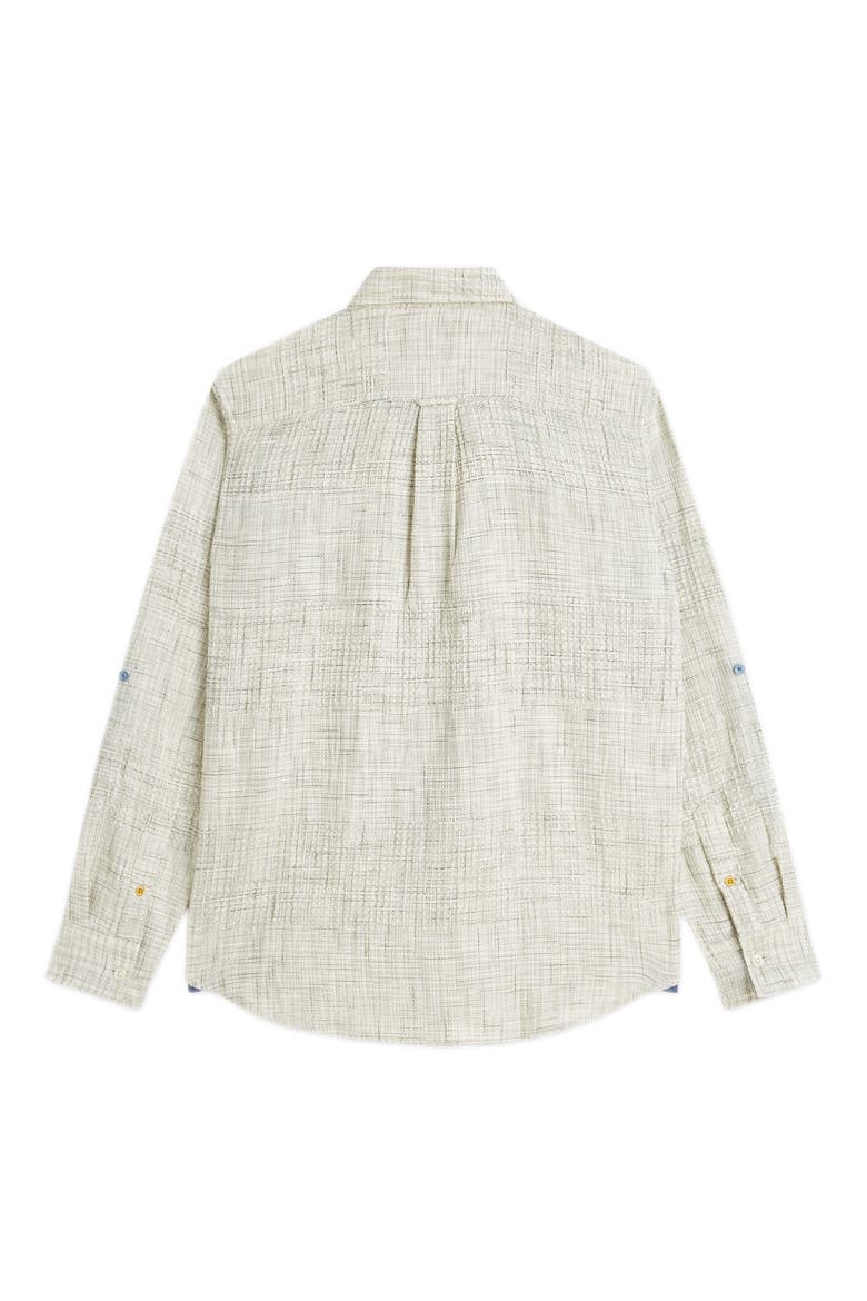 Woven Waffle Button-Up Shirt, Alternate, color, OIL GREEN