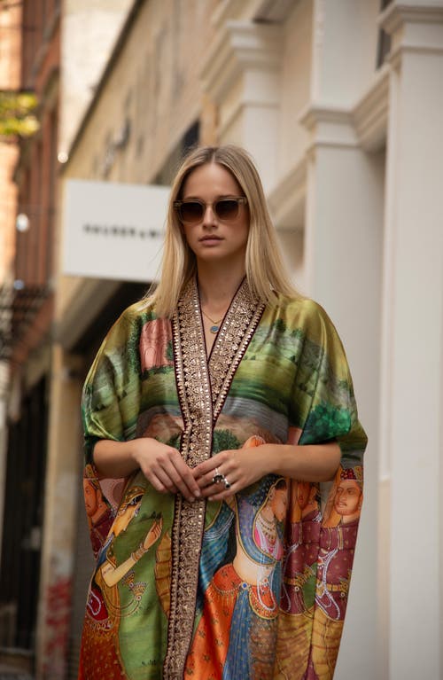 Holichic Mumtaz Satin Jacket In Green