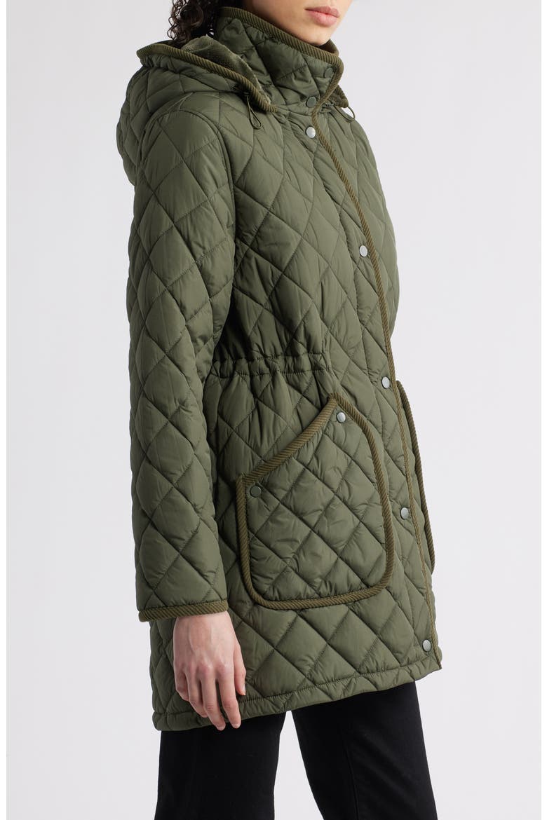 Diamond Quilted Hooded Puffer Coat, Alternate, color, OLIVE