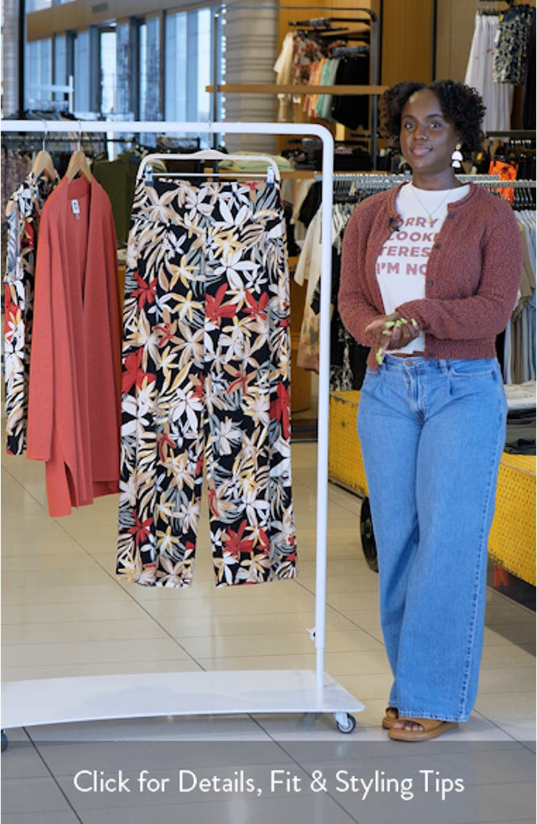 Floral High Waist Pull-On Wide Leg Pants, sales video thumbnail