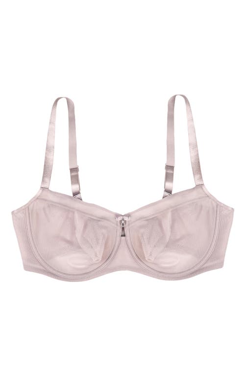 Curvy Couture Sheer Mesh Balconette Bra In Bark