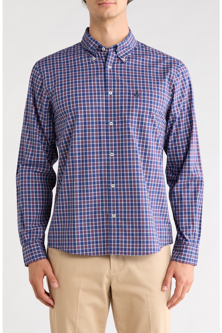 Regular Fit Button Down Collar Shirt, Main, color, NAVYPURPLECHK