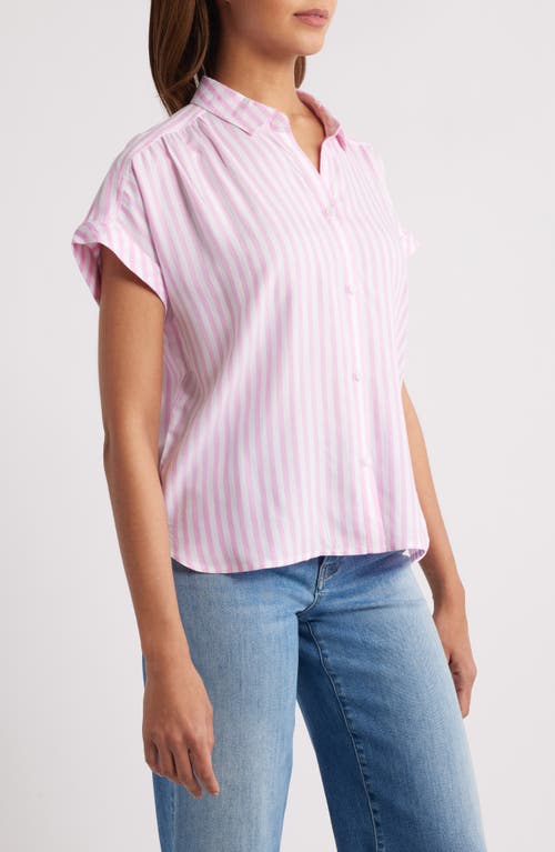 BEACHLUNCHLOUNGE BEACHLUNCHLOUNGE DARIA STRIPE SHORT SLEEVE BUTTON-UP SHIRT 