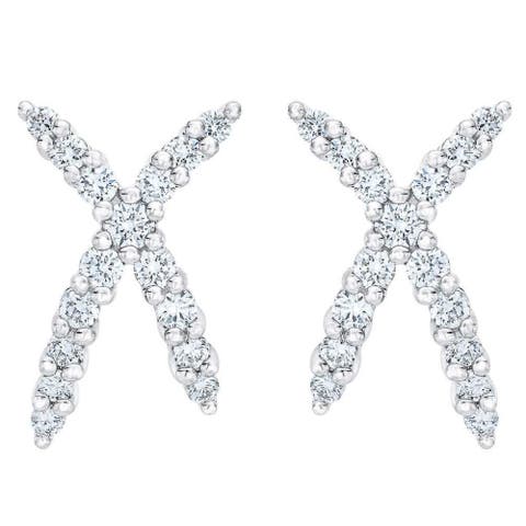 1/2Ct T.W. Diamond Fashion Women's X Shape Lab Grown Earrings 10k Gold Studs