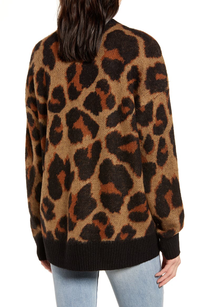 Bronzer Leopard Jacquard Sweater, Alternate, color, TAN BLACK
