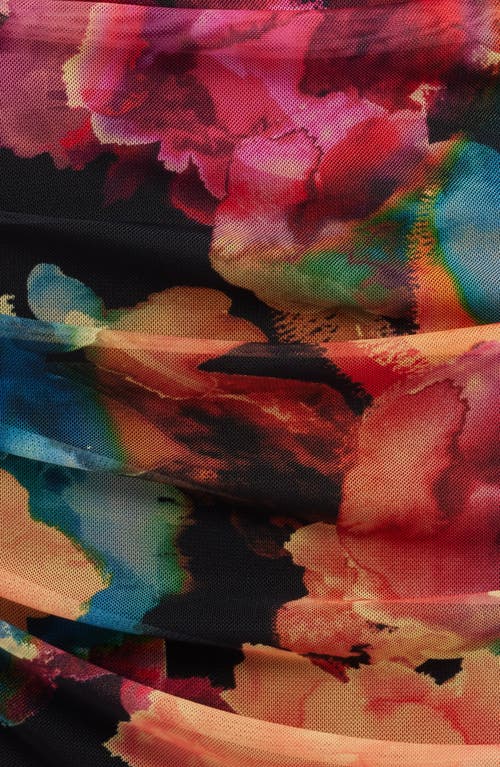 Black Halo Rosario One Shoulder Dress In Rainbow Canvas