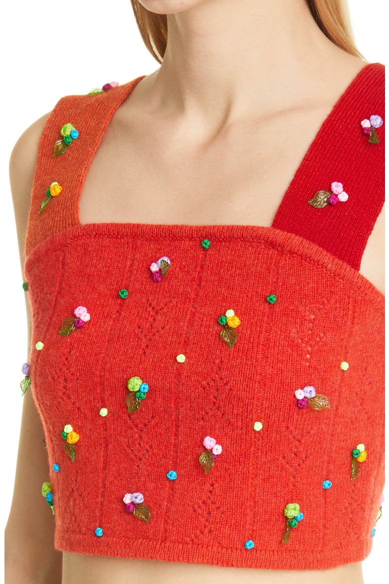 Rosie Pointelle Lambswool Crop Top, Alternate, color, TOMATO