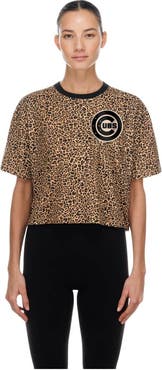 New Era Women's New Era  Brown Chicago Cubs Leopard Boxy Cropped T-Shirt