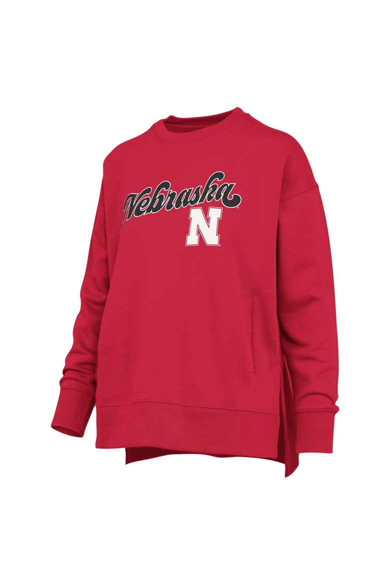 Women's Pressbox Scarlet Nebraska Huskers Bonanza Chenille Harper Script Sweatshirt, Alternate, color, Scarlet
