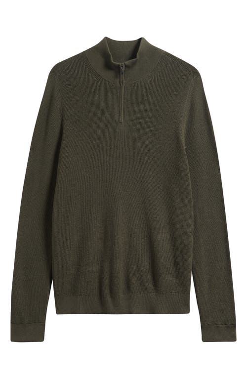 Nordstrom Cotton & Cashmere Quarter Zip Sweater In Green