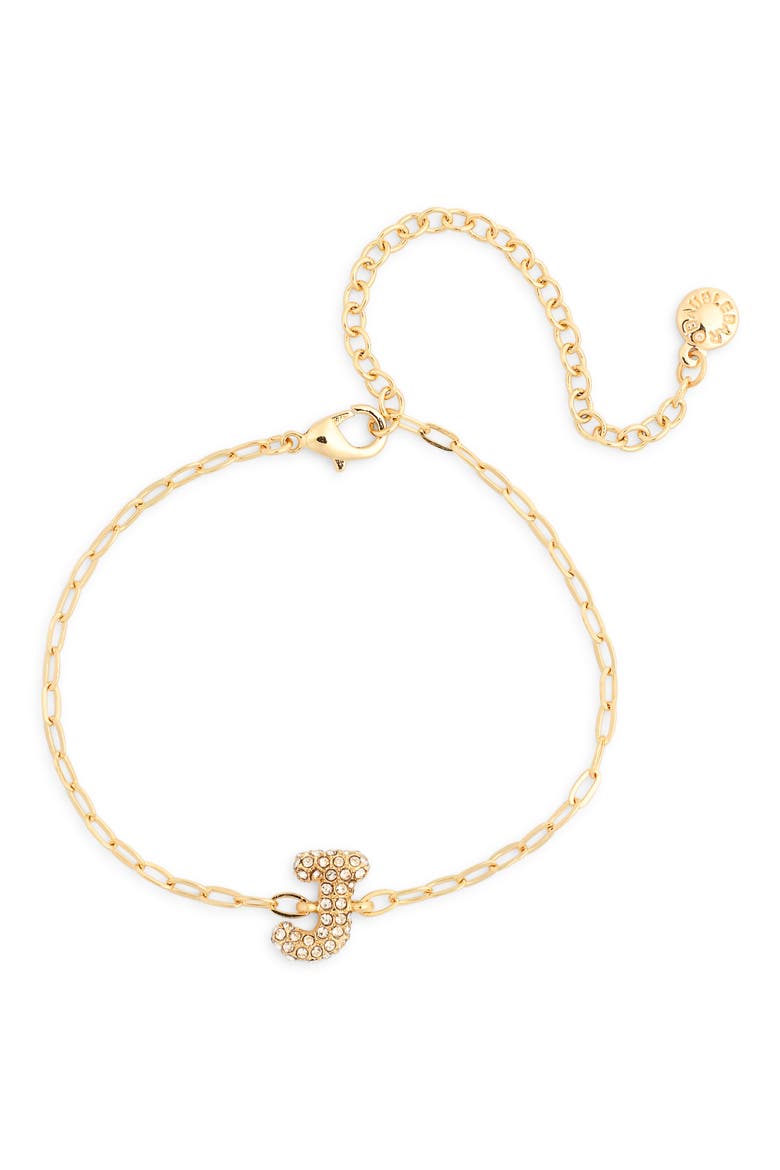 Pavé Bubble Initial Bracelet, Main, color, CLEAR J