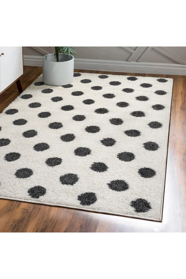 Pere Modern Charcoal Dot Shag Area Rug, Alternate, color, White/Gray