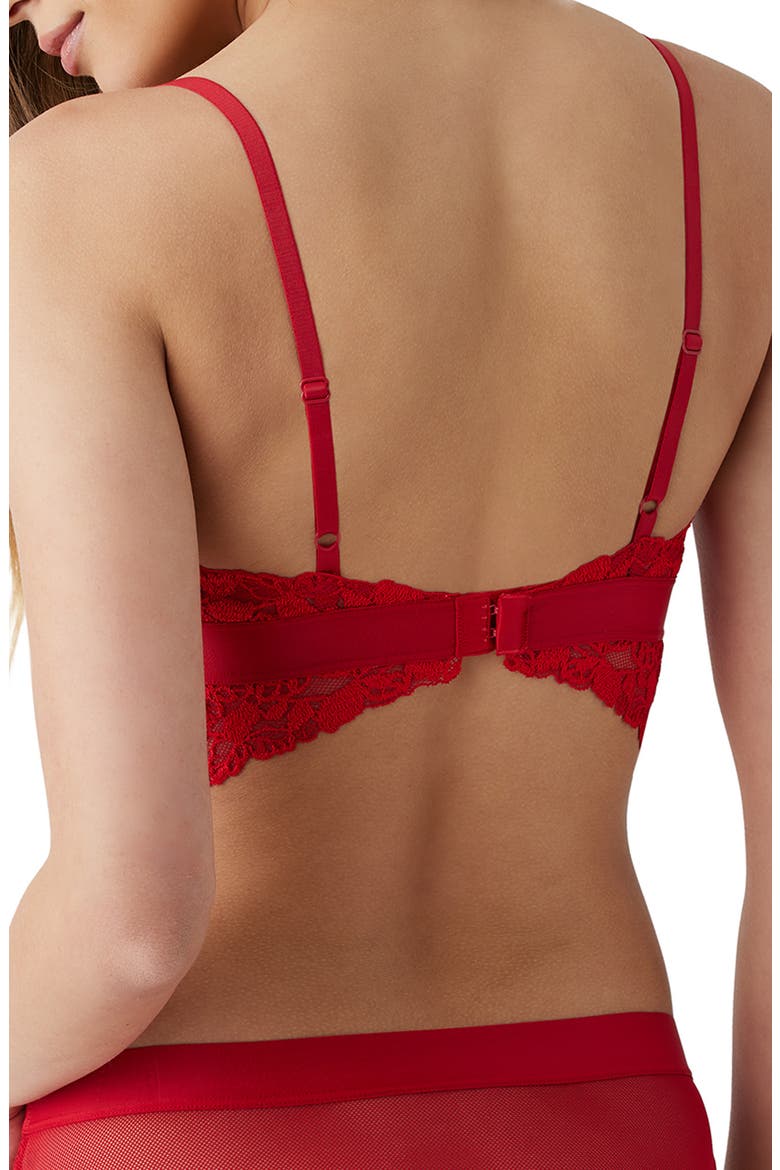 Opening Act Lace & Mesh Bralette, Alternate, color, HAUTE RED