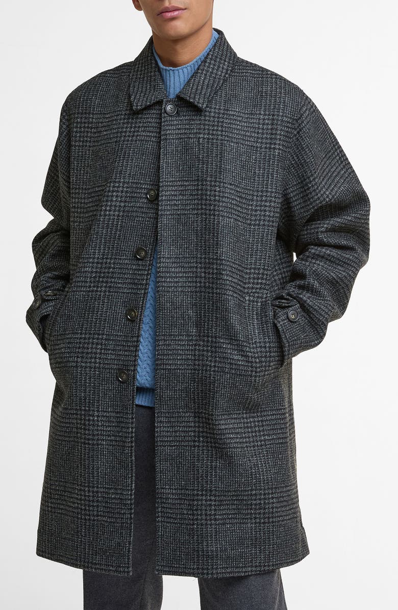 Barbour Lorden Plaid Wool Overcoat, Main, color, Charcoal
