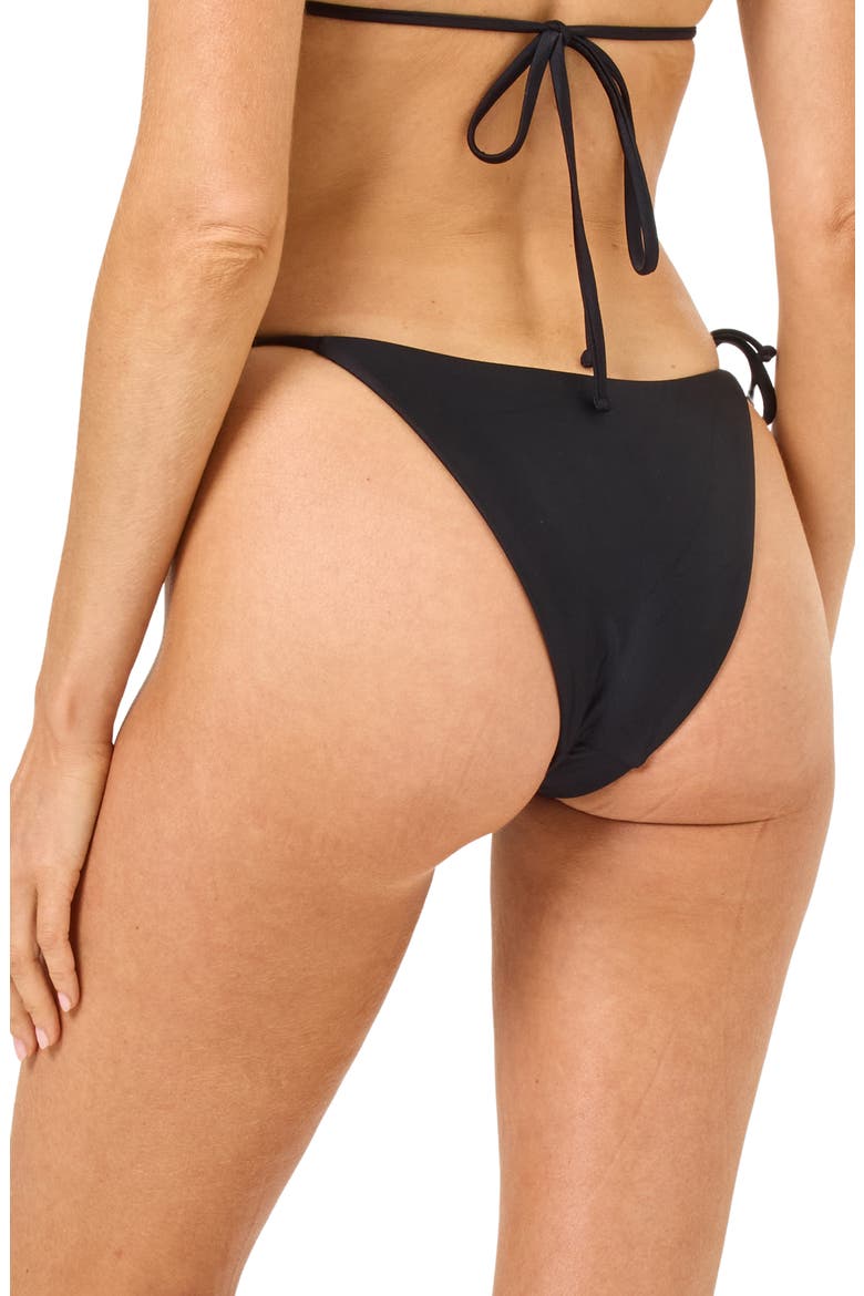 Lennox Rose Appliqué Side Tie Bikini Bottoms, Alternate, color, BLACK/ CREAM