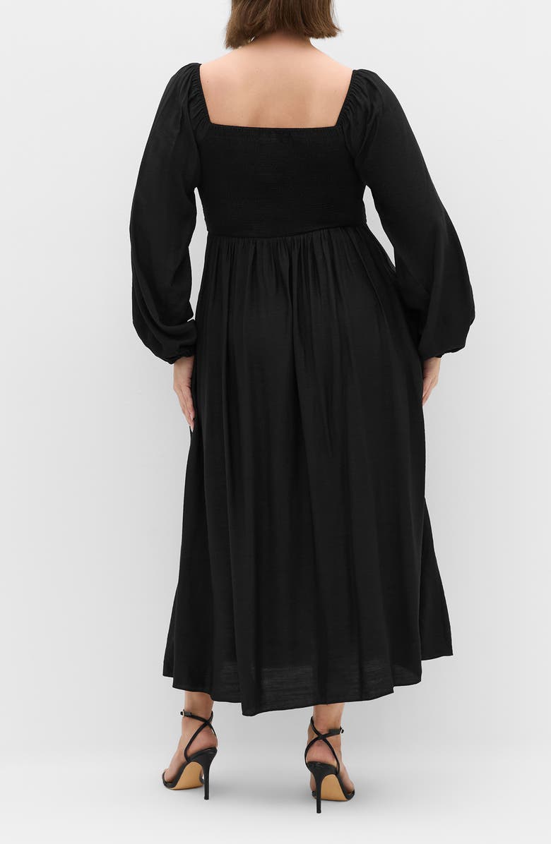 City Chic Abbigail Long Sleeve Maxi Dress, Alternate, color, Black