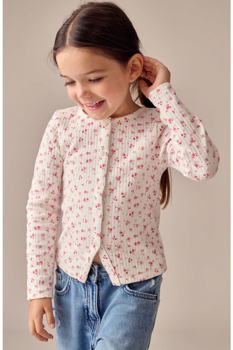 Kids' Long Sleeve Floral Cardigan, Alternate, color, ECRU FLORAL